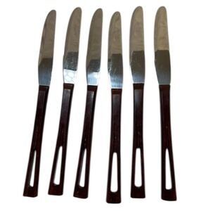 VTG 50's STANHOME Bakelite Handle Stainless Steel Knife Set of 6 Mid-Century MCM